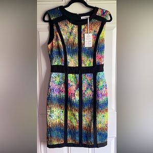 Sale💃🔥 NWT STUNNING Multicolored Kaleidoscope Midi Sheath Dress
